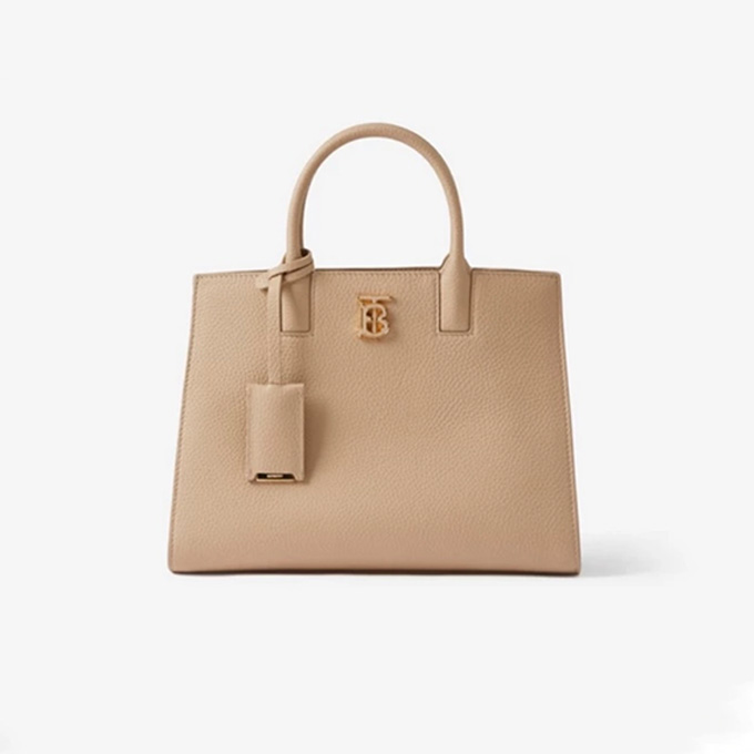 burberry mini beige grained calf leather frances tote bag
